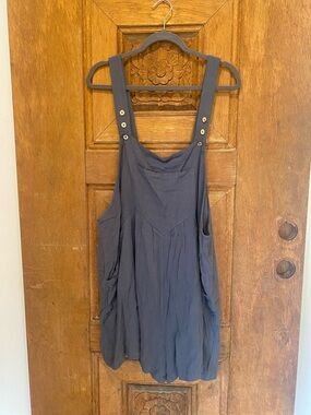 NWT Caracilia linen rayon short romper overall pewter gray 2X XXL